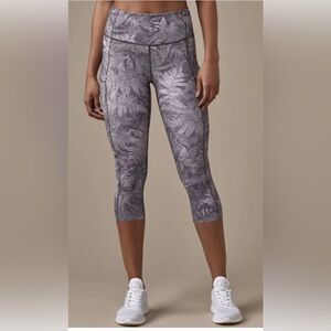 Lululemon Fast Free Crop Kindred Spirit Gray/ White Multi Jogging Legging Sz 10
